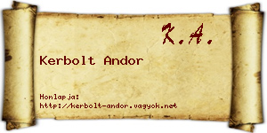 Kerbolt Andor névjegykártya